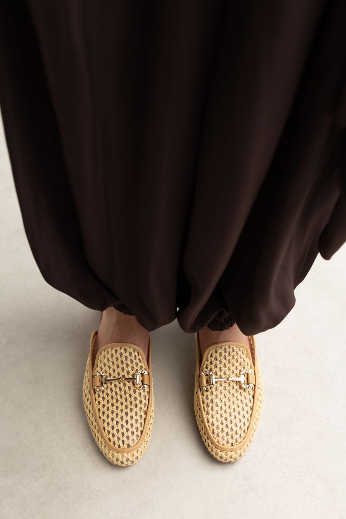 Mocassins slip-on avec chaîne - beige