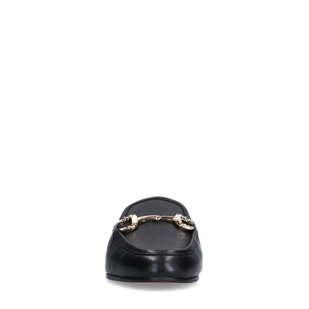 Mocassins slip-on en cuir avec chaîne - noir
