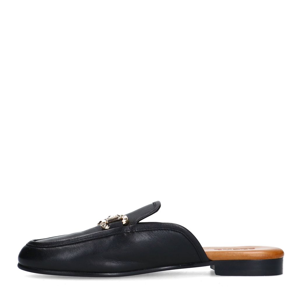 Mocassins slip-on en cuir avec chaîne - noir