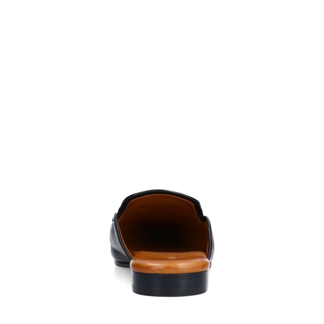 Mocassins slip-on en cuir avec chaîne - noir
