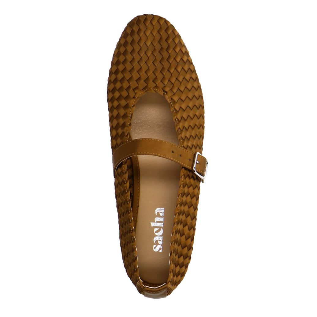 Braune Ballerinas in Flecht-Optik