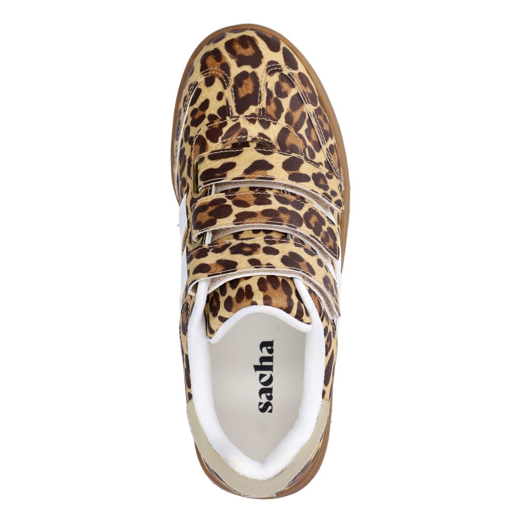 Sneaker mit Leoprint und Klettverschluss
