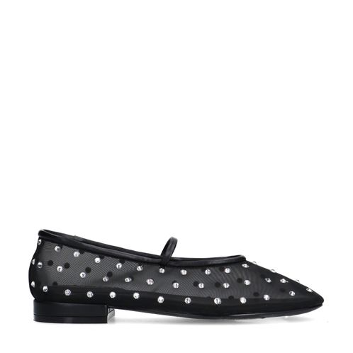 Ballerines en mesh avec strass - noir