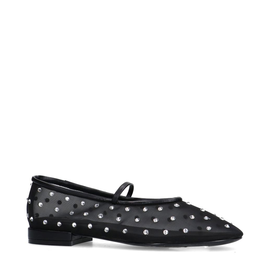 Zwarte mesh ballerina's met strass