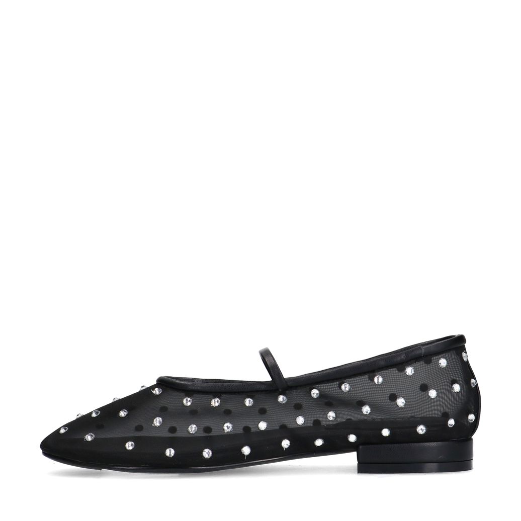 Zwarte mesh ballerina's met strass