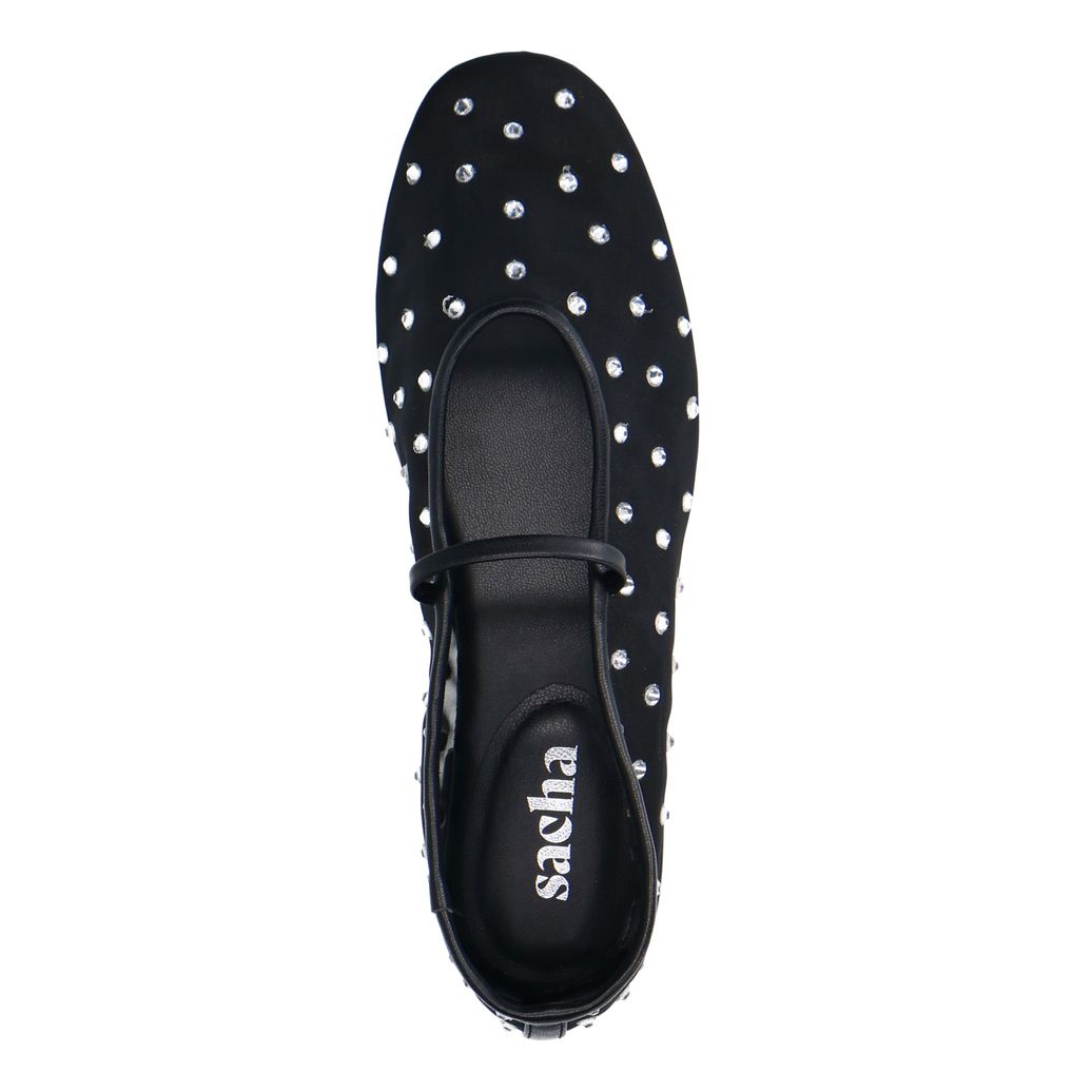 Zwarte mesh ballerina's met strass