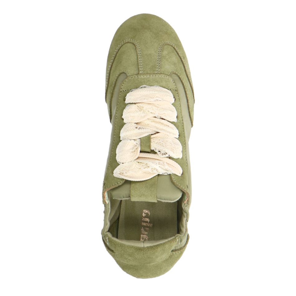 Groene sneakers met kanten veters