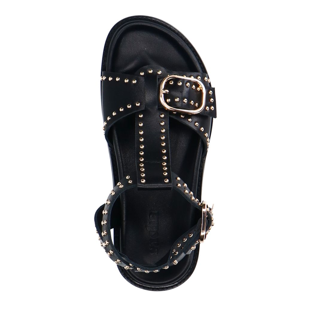 Sandales en cuir avec boucles et clous - noir