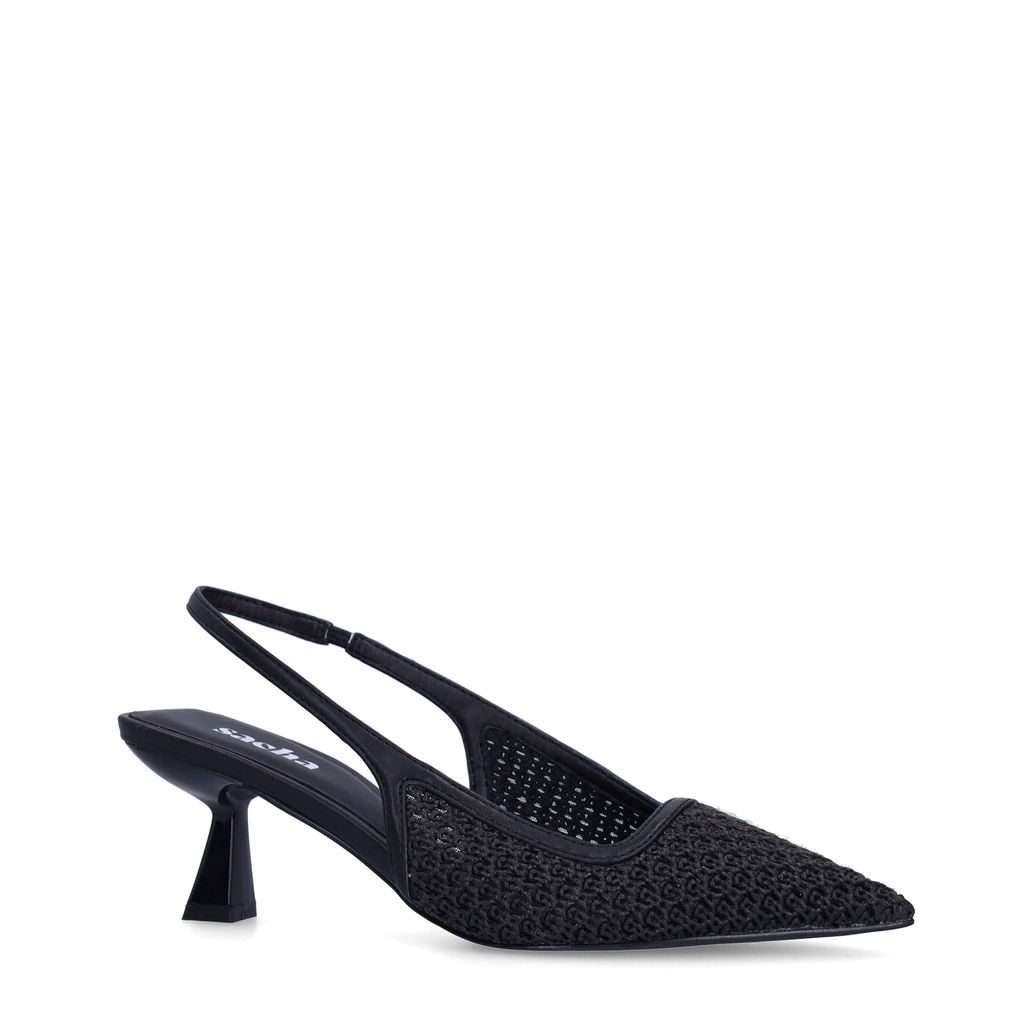 Escarpins slingback tressés - noir