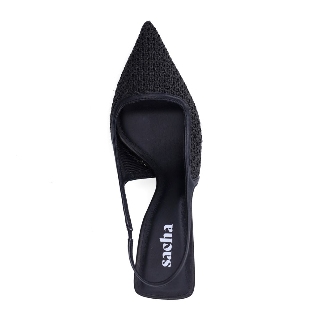 Escarpins slingback tressés - noir