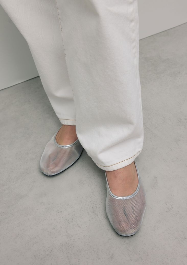 Zilveren mesh ballerina's