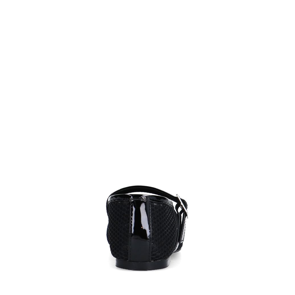 Zwarte fishnet ballerina's met zilverkleurige buckle