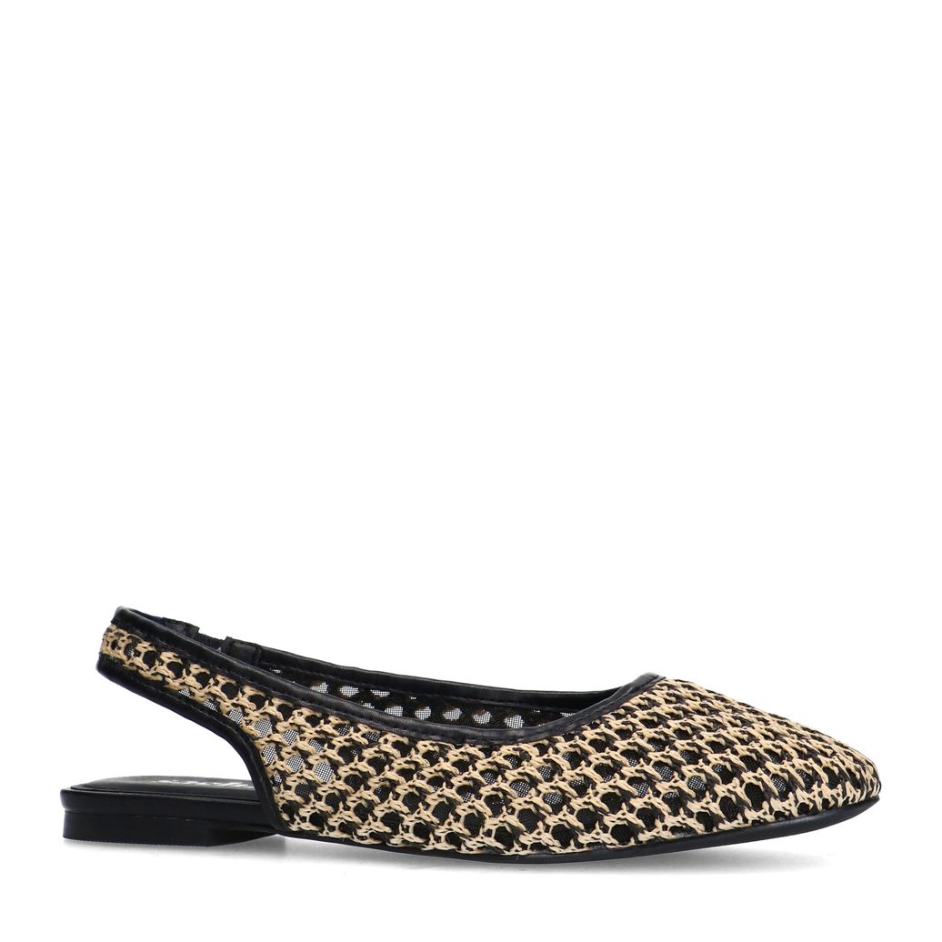 Beige fishnet slingbacks