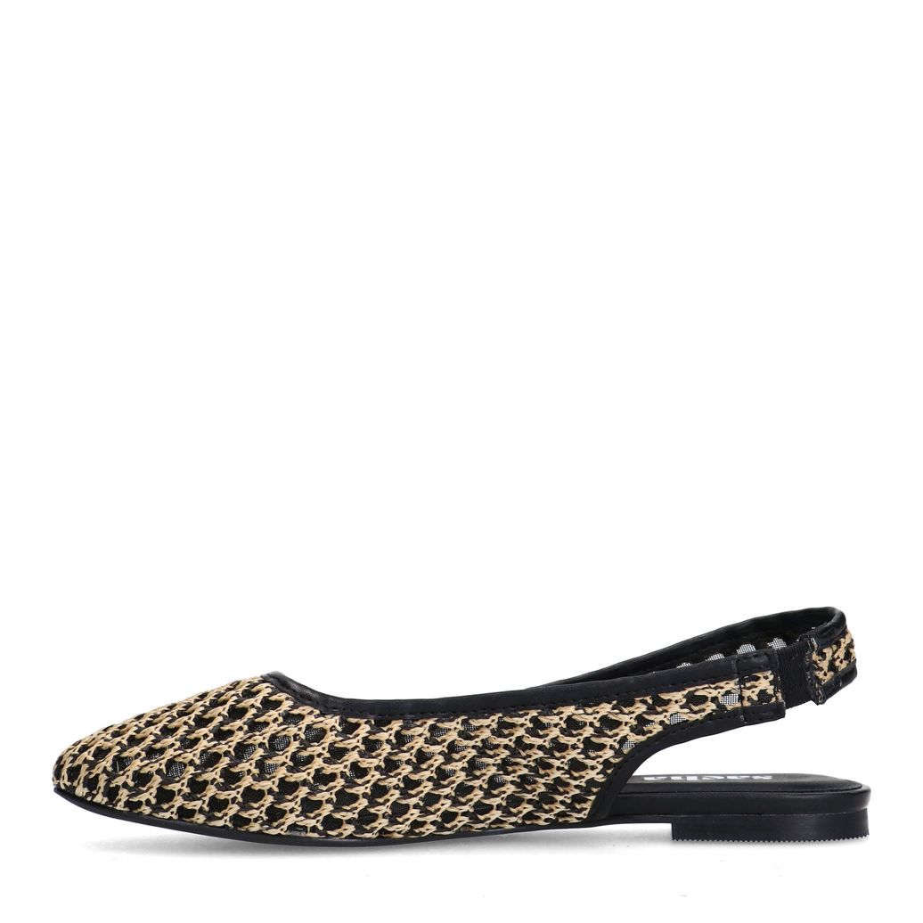 Beige fishnet slingbacks
