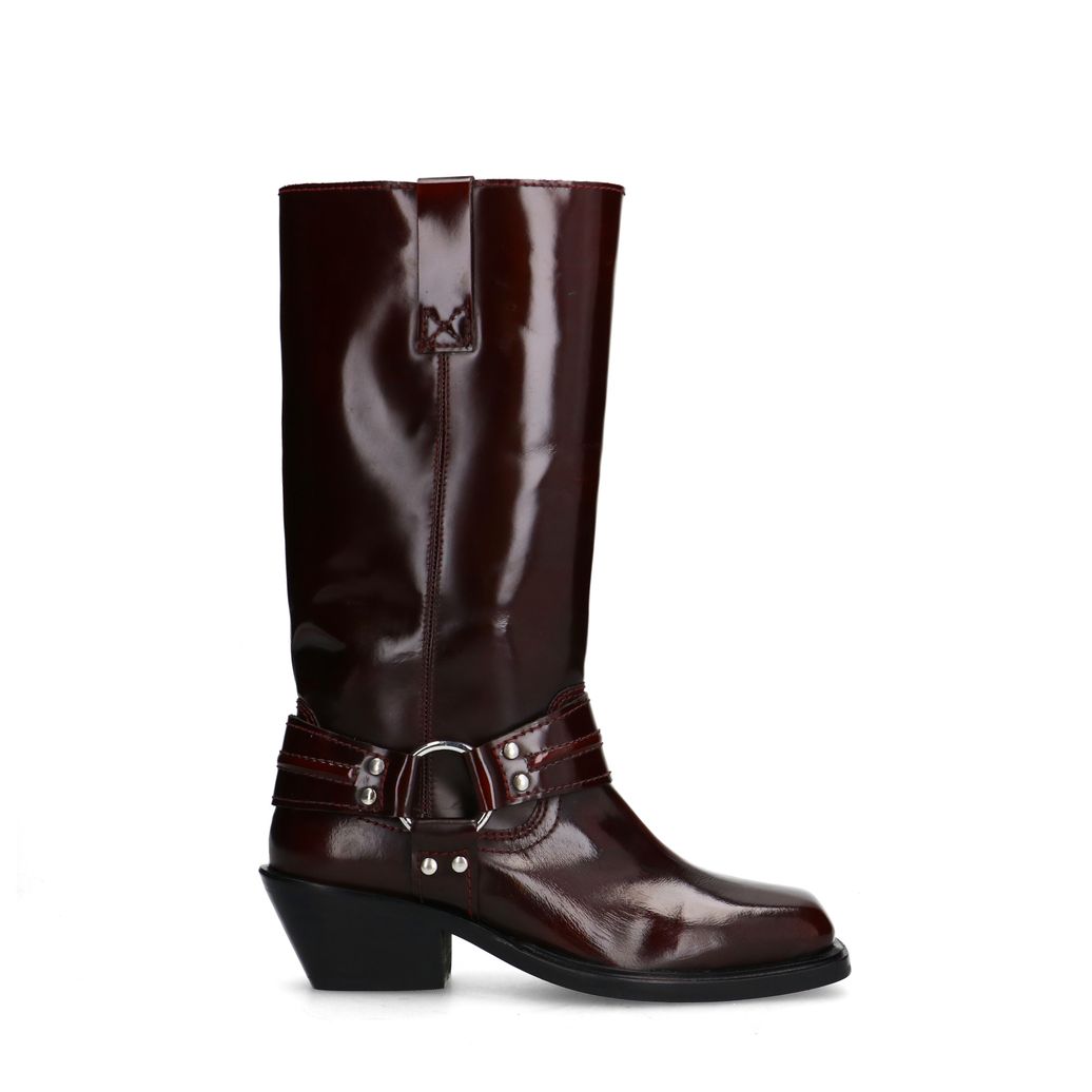 Bottines motardes en cuir - rouge
