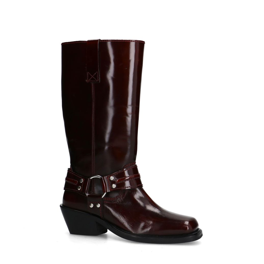 Burgundy leren biker boots