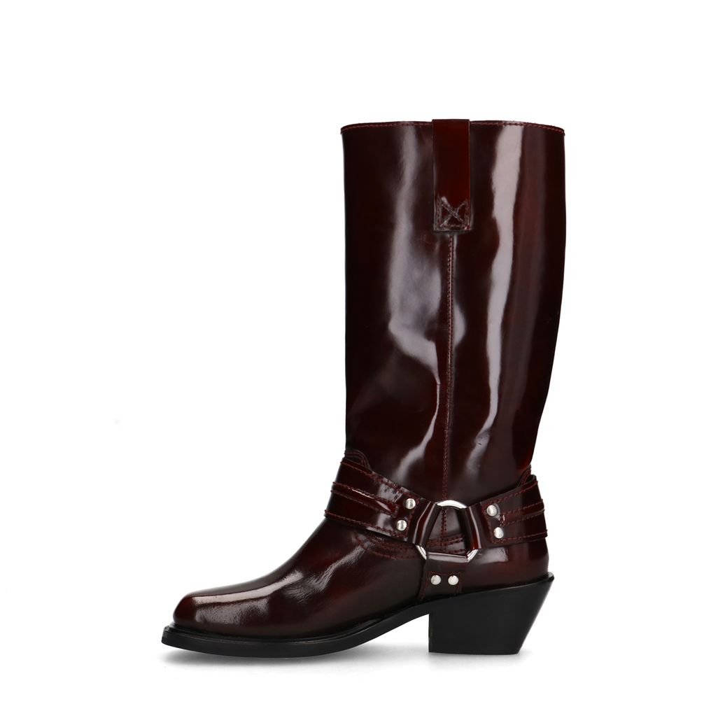 Burgundy leren biker boots