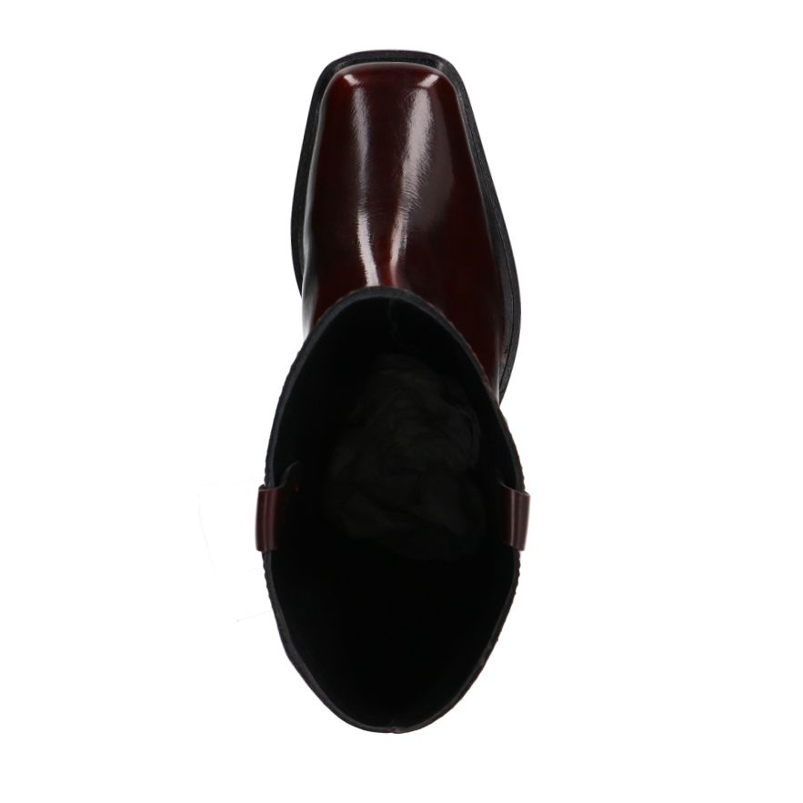 Bottines motardes en cuir - rouge