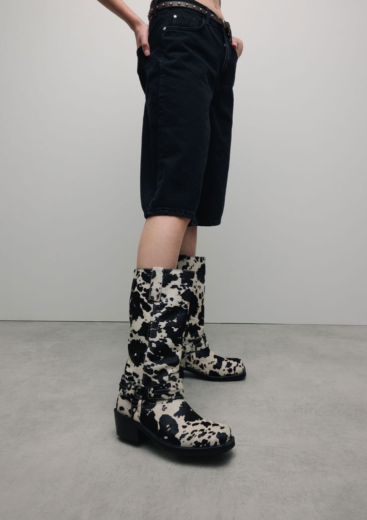 Cowprint suède bikerboots