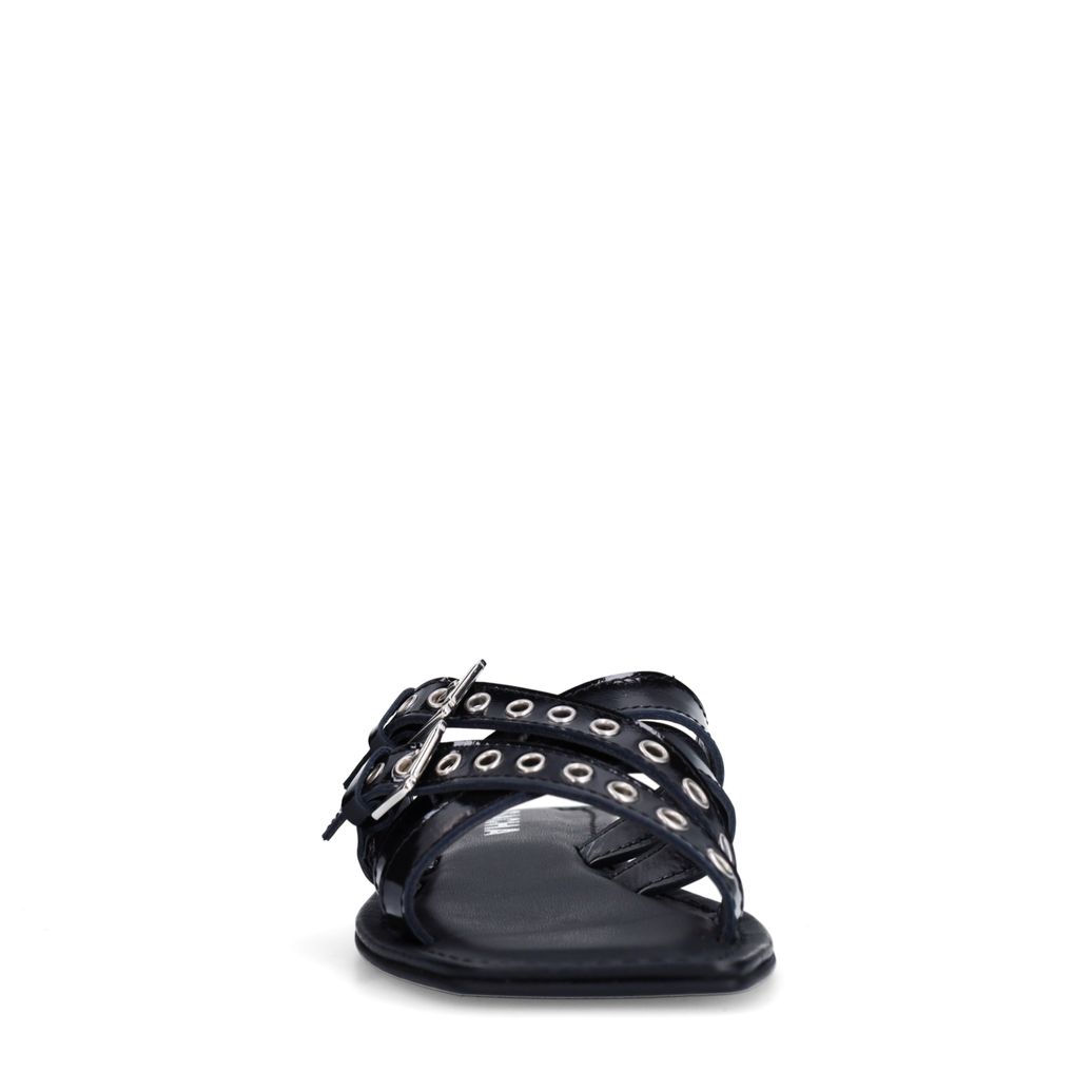 Claquettes en cuir avec boucles - noir