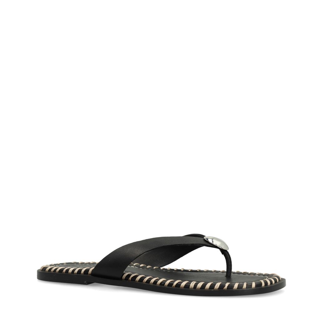 Claquettes en cuir avec détail - noir