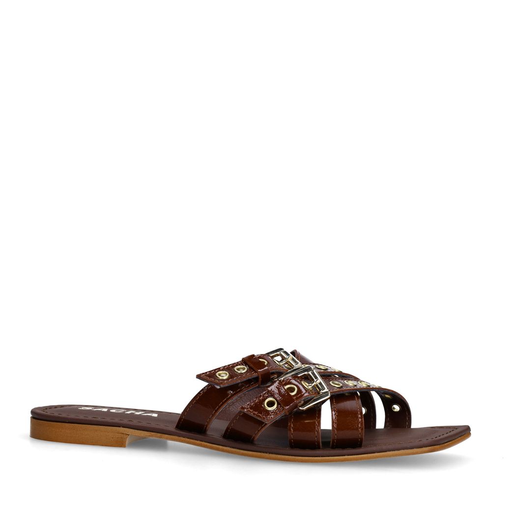 Braune Ledersandalen mit Schnallen