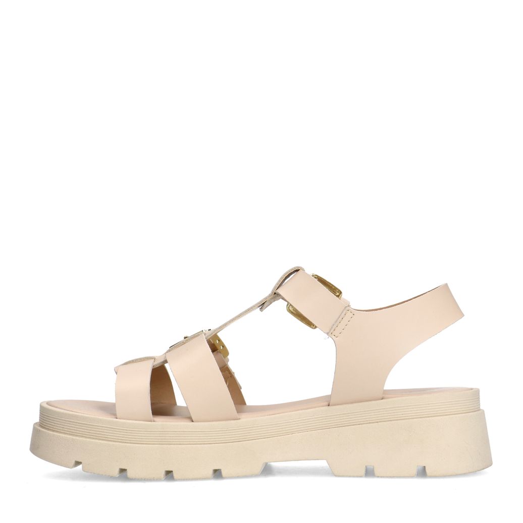 Sandales plateforme en cuir avec boucles - beige