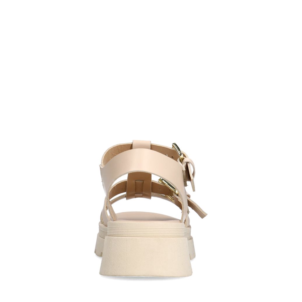 Sandales plateforme en cuir avec boucles - beige