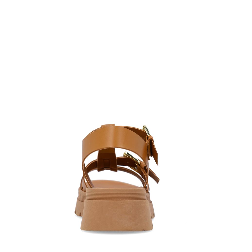Sandales plateforme en cuir avec boucles - marron