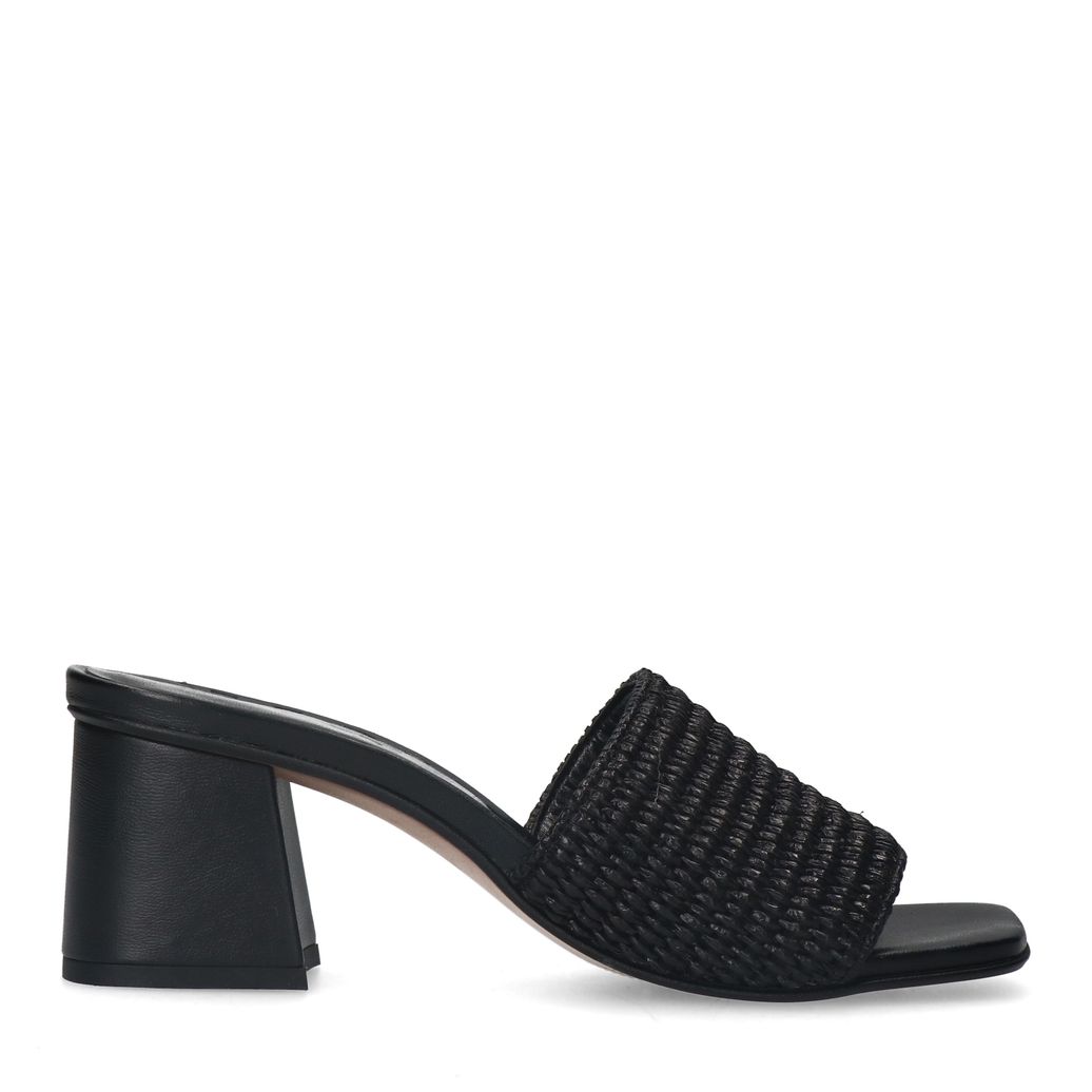Schwarze Mules mit Blockabsatz