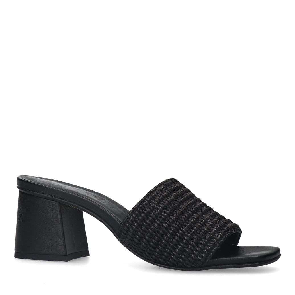 Schwarze Mules mit Blockabsatz