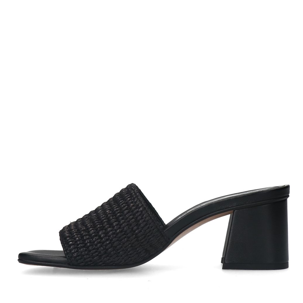 Schwarze Mules mit Blockabsatz
