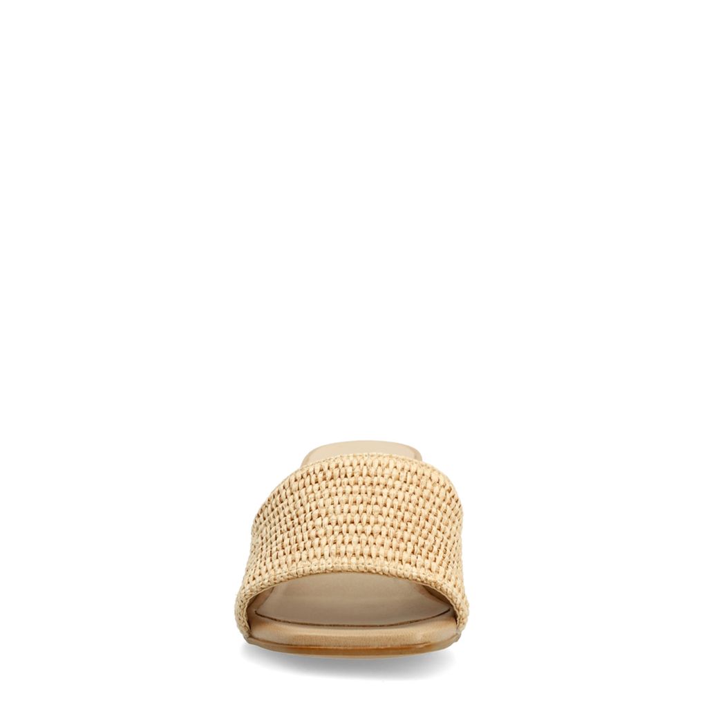 Beige muiltjes met blokhak