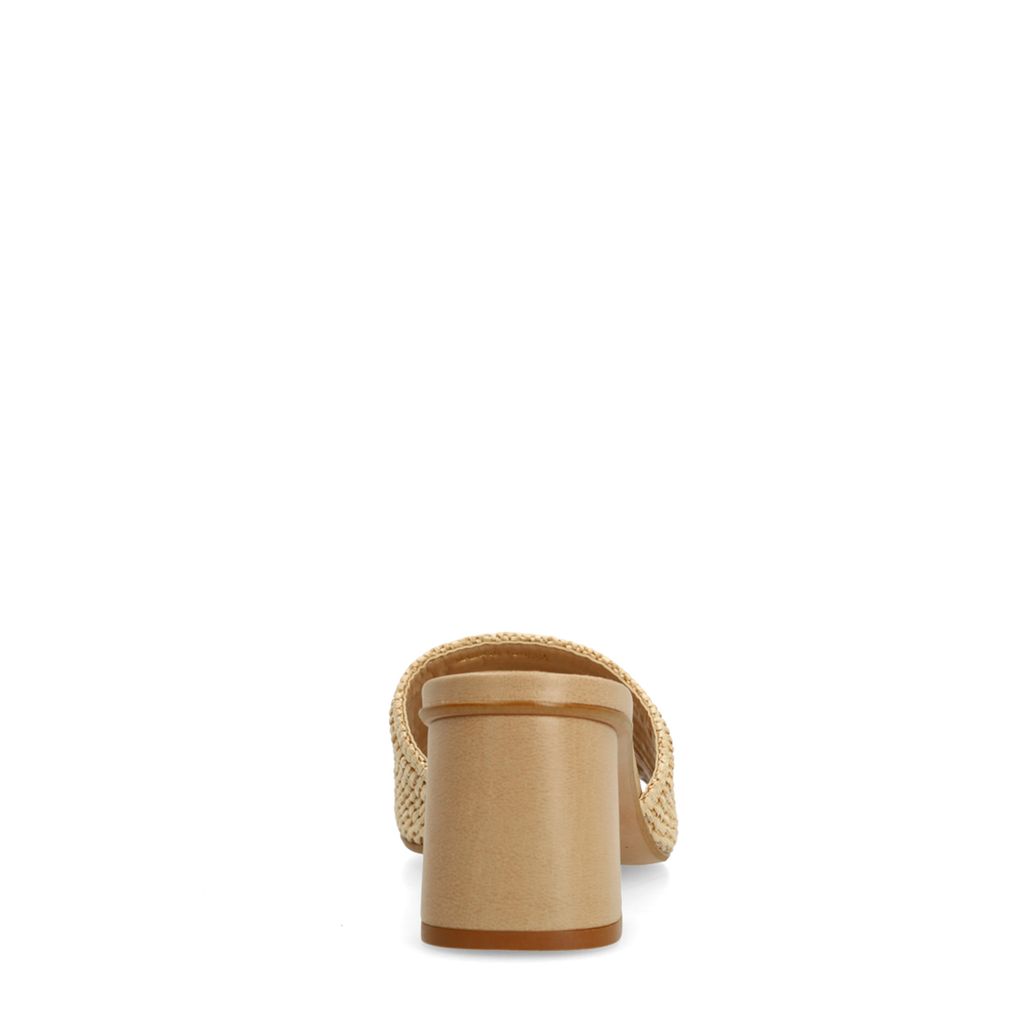 Beigefarbene Mules mit Blockabsatz