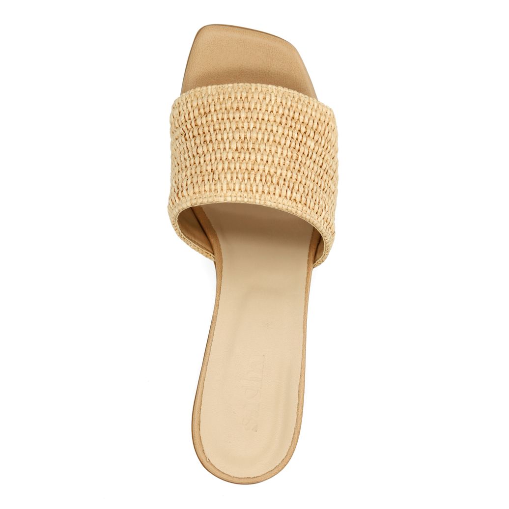 Beige muiltjes met blokhak