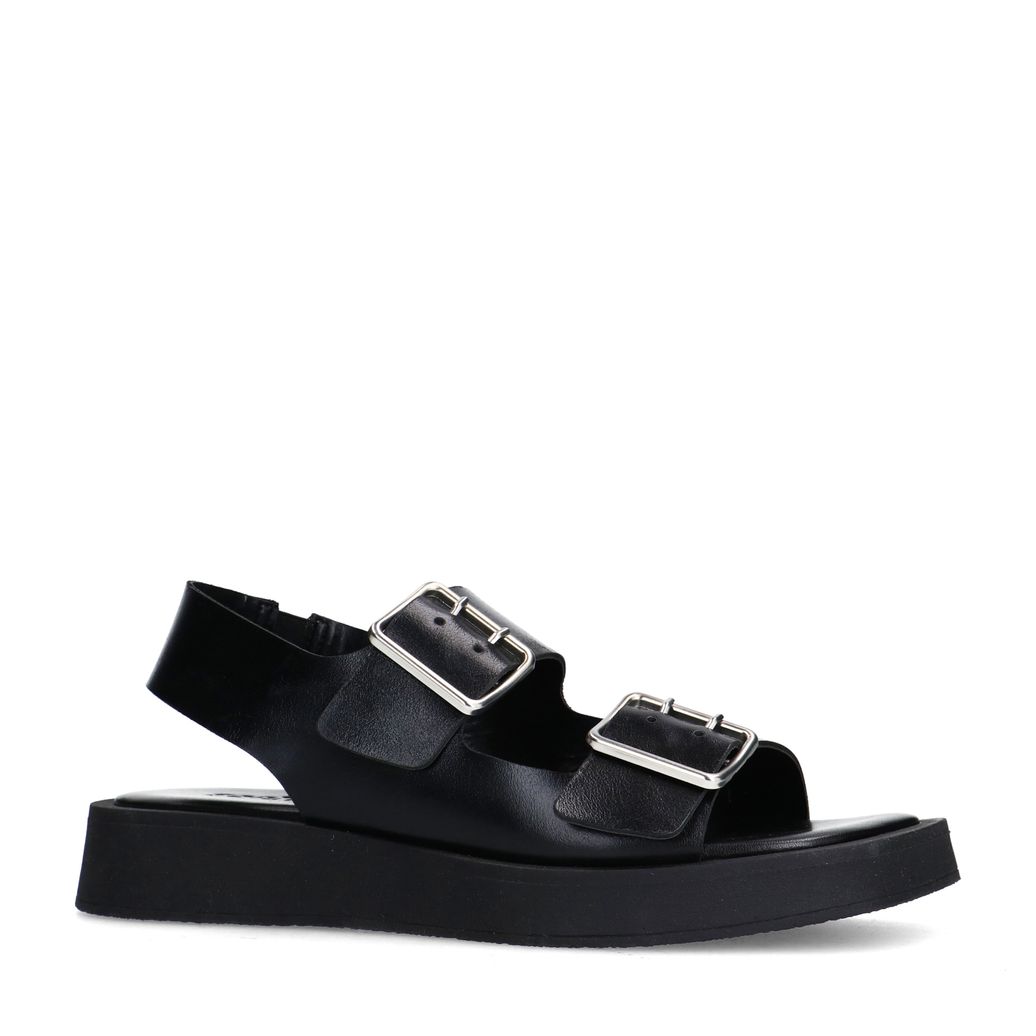 Sandales plateforme en cuir avec boucles - noir