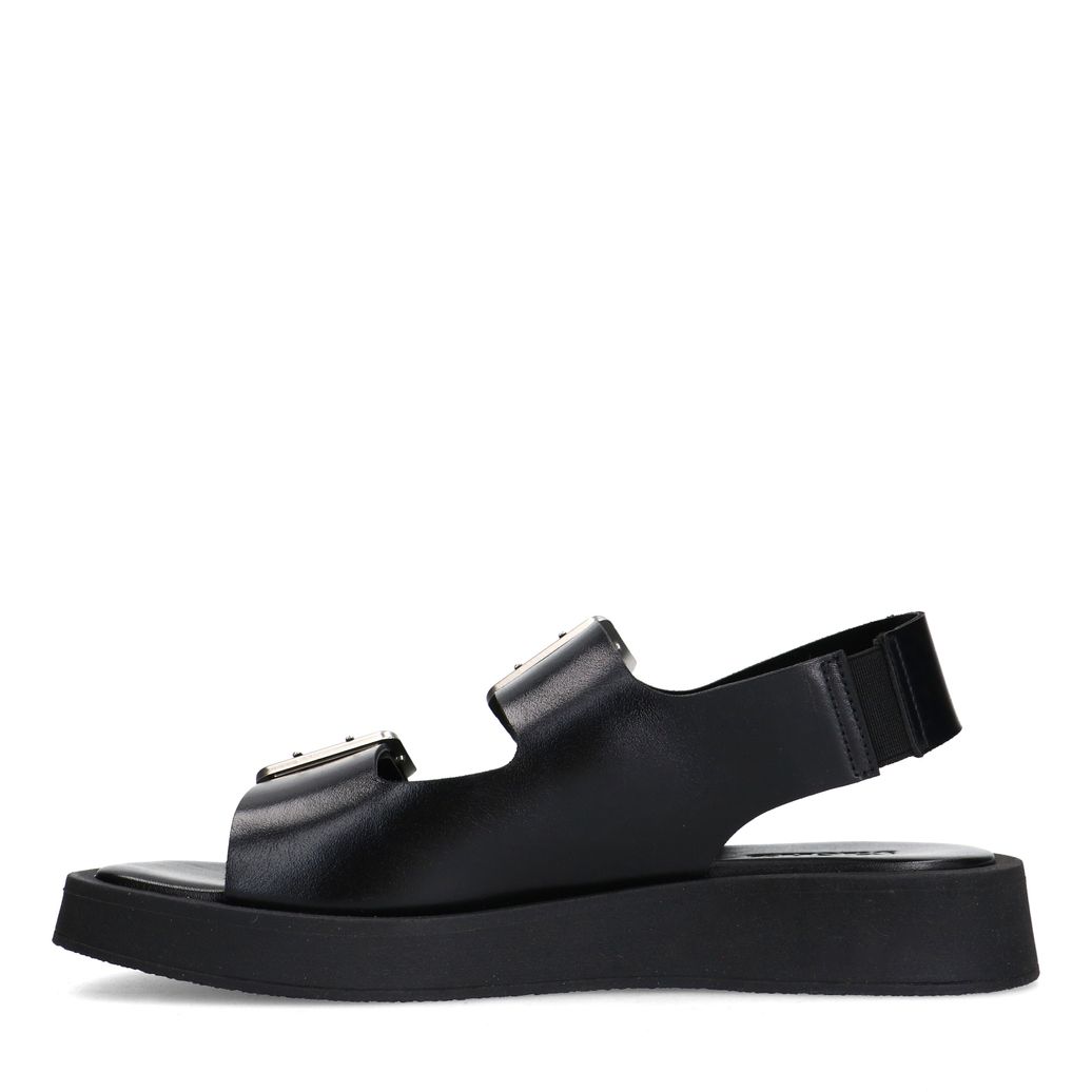 Sandales plateforme en cuir avec boucles - noir