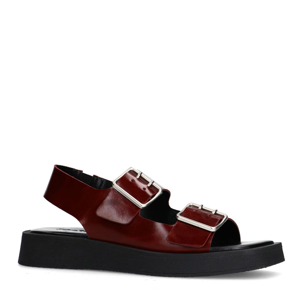 Sandales plateforme en cuir avec boucles - marron