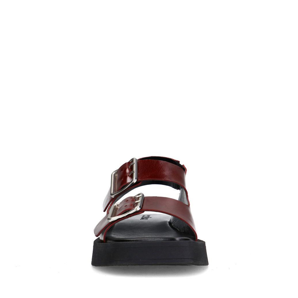 Sandales plateforme en cuir avec boucles - marron