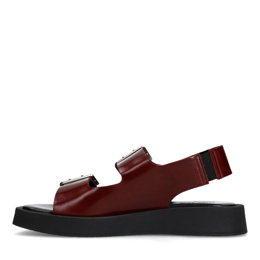 Sandales plateforme en cuir avec boucles - marron