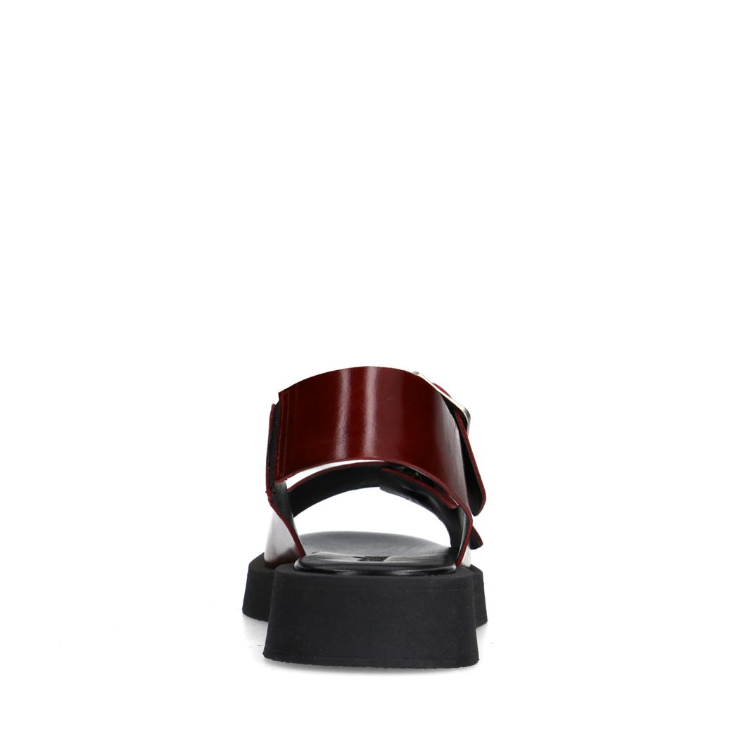 Sandales plateforme en cuir avec boucles - marron