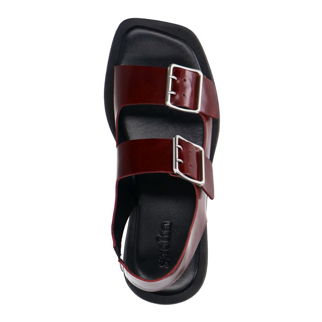 Sandales plateforme en cuir avec boucles - marron