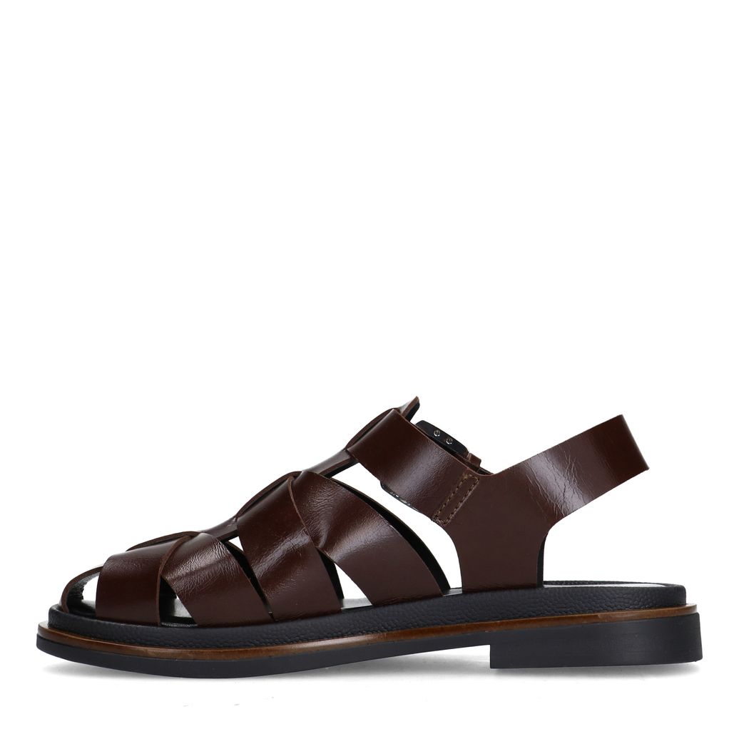 Donkerbruine leren sandalen