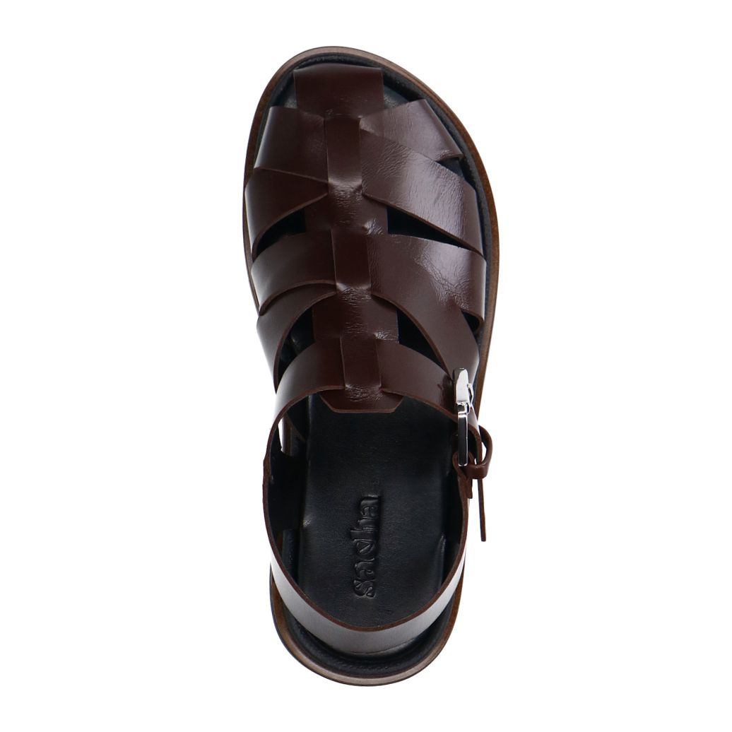 Donkerbruine leren sandalen