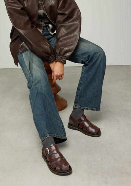 Sandales en cuir - marron foncé