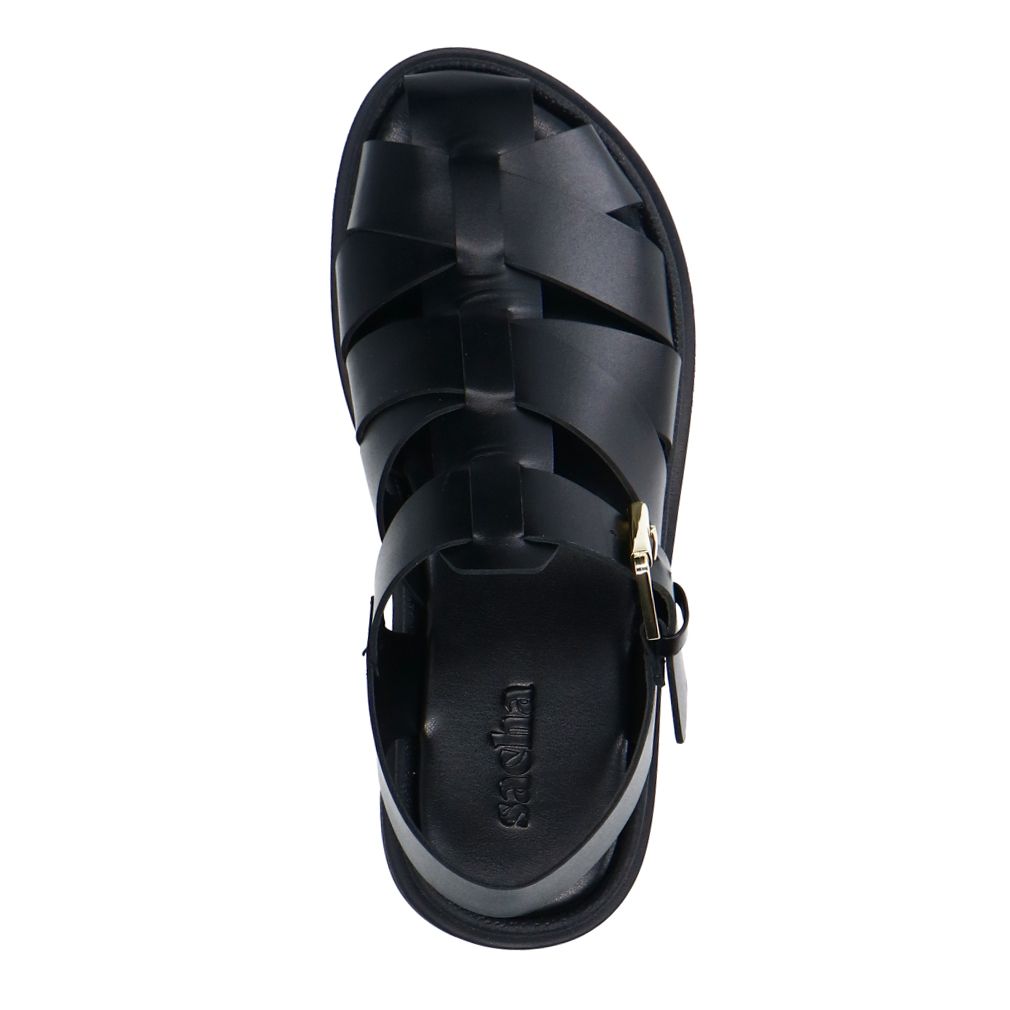 Zwarte leren sandalen