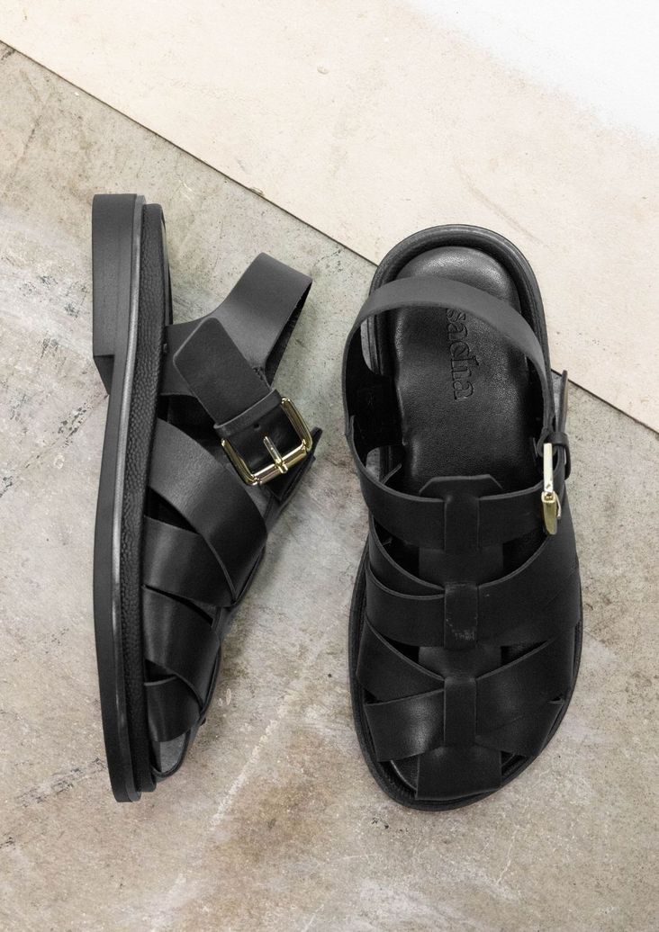 Sandales en cuir - noir