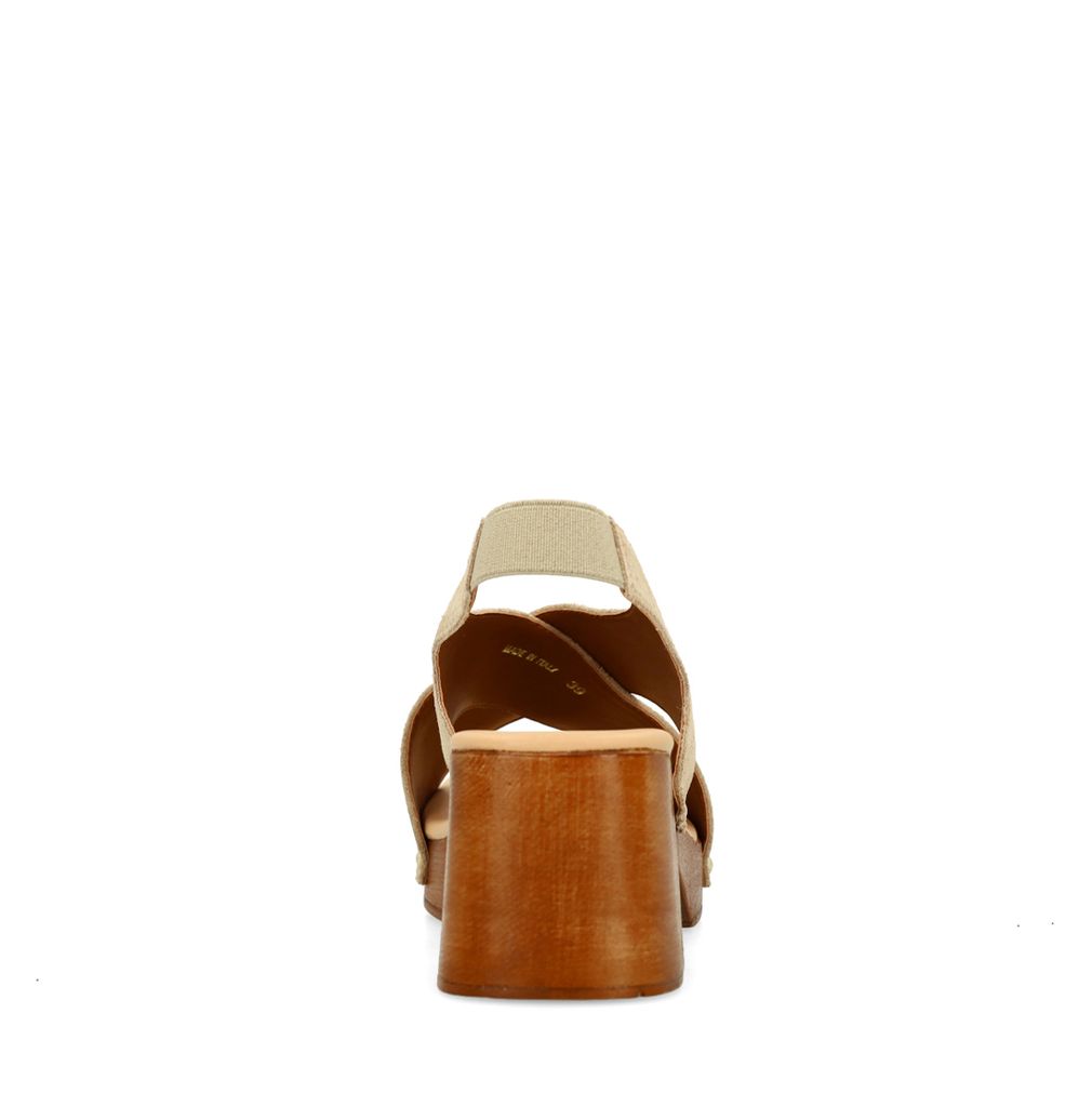 Sandales en daim avec talon en bois - beige