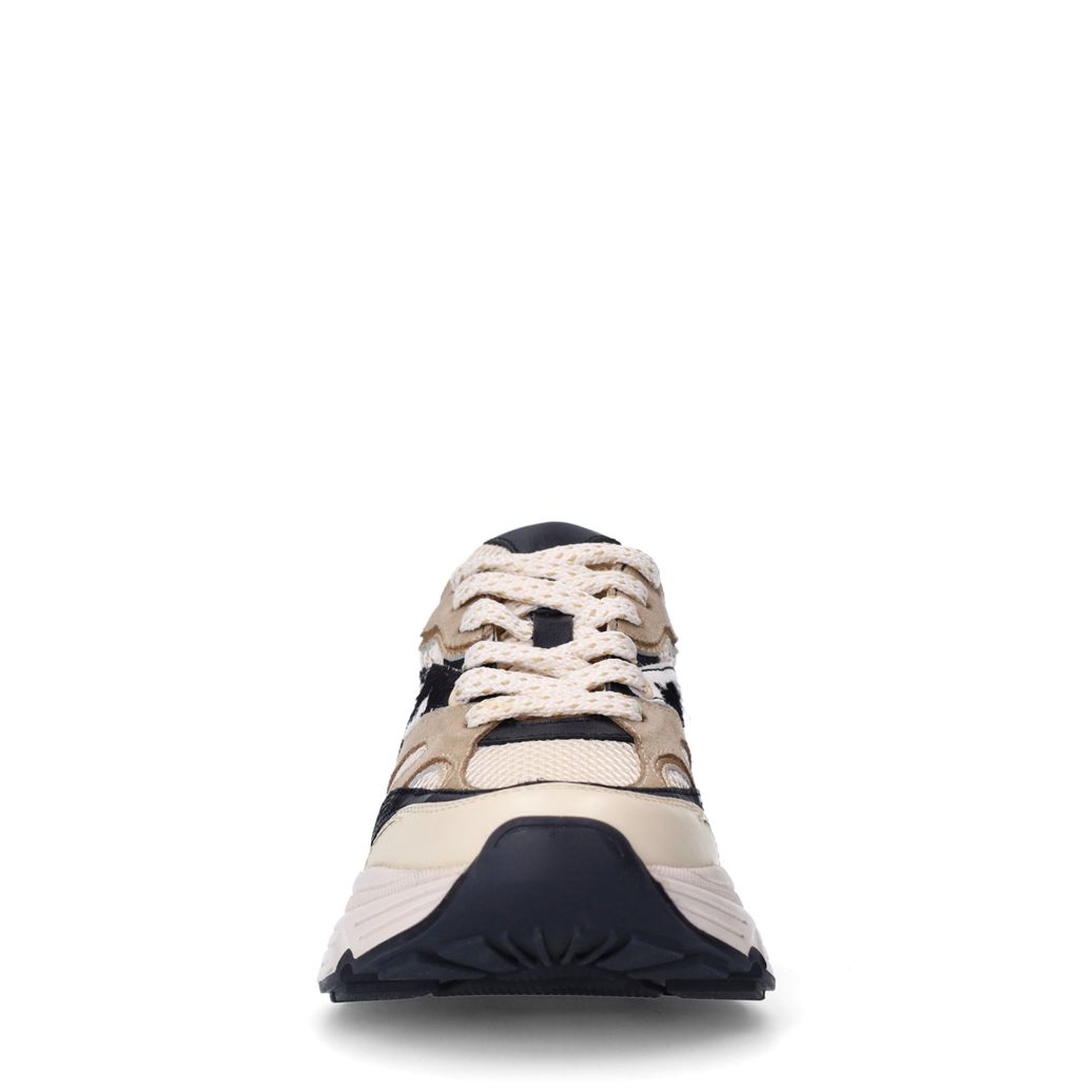 Baskets en cuir avec détails imprimé vache - beige