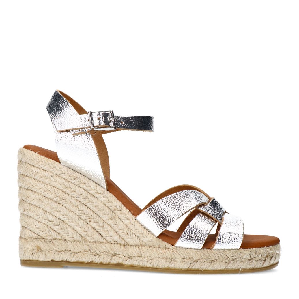 Zilveren metallic sleehak sandalen